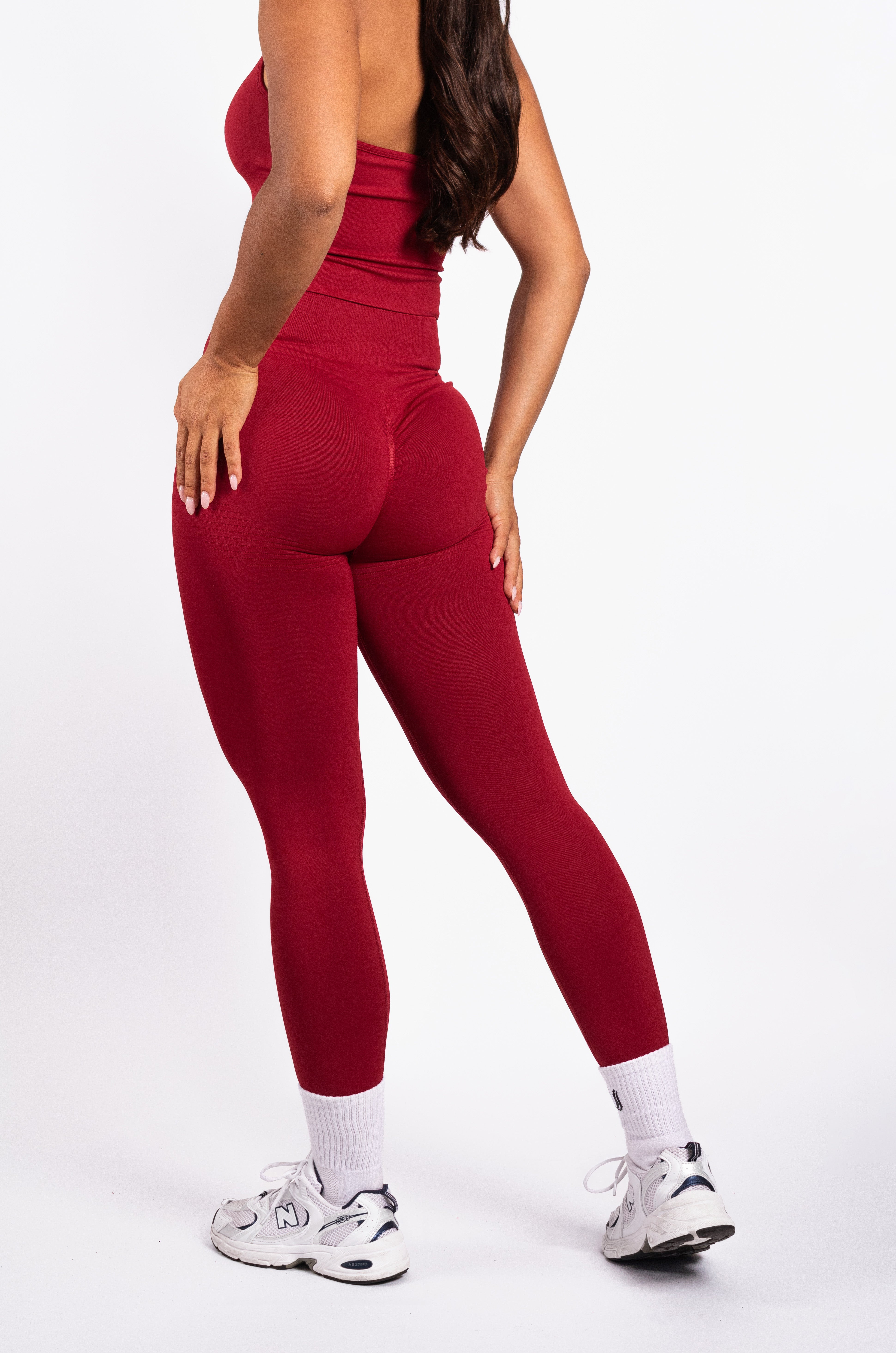 Bibi | Geribde Naadloze Legging – Rood