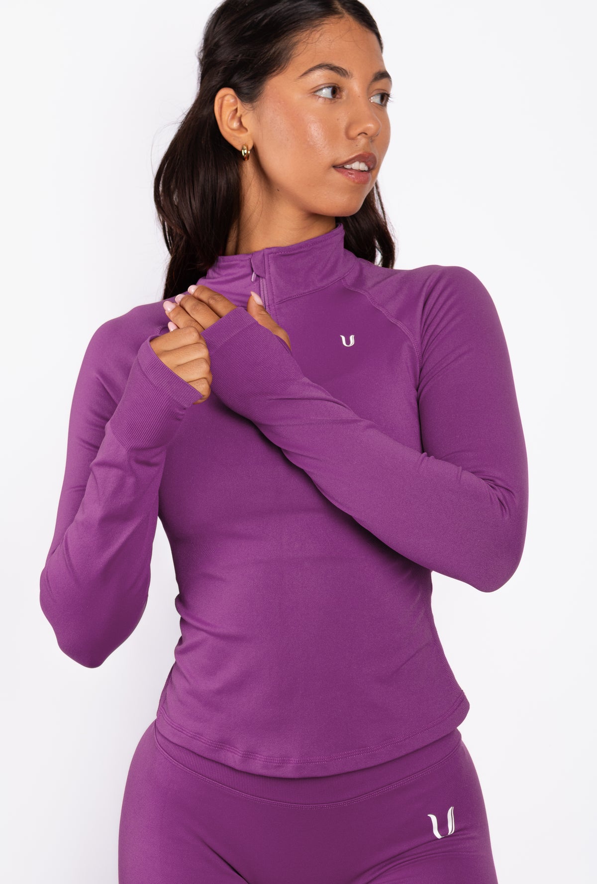 Beau | Half Zip Lange Mouwen Top - Paars