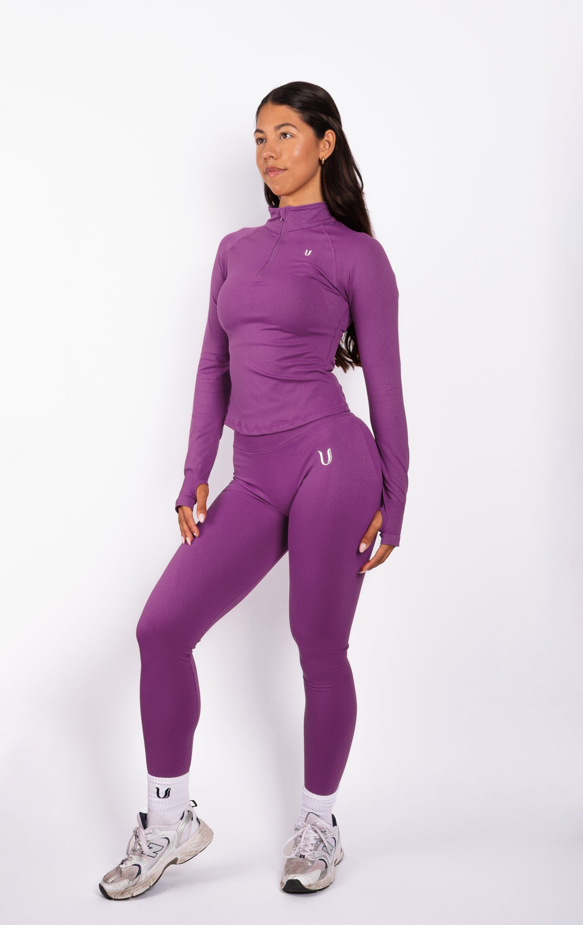 Beau | Half Zip Lange Mouwen Top - Paars