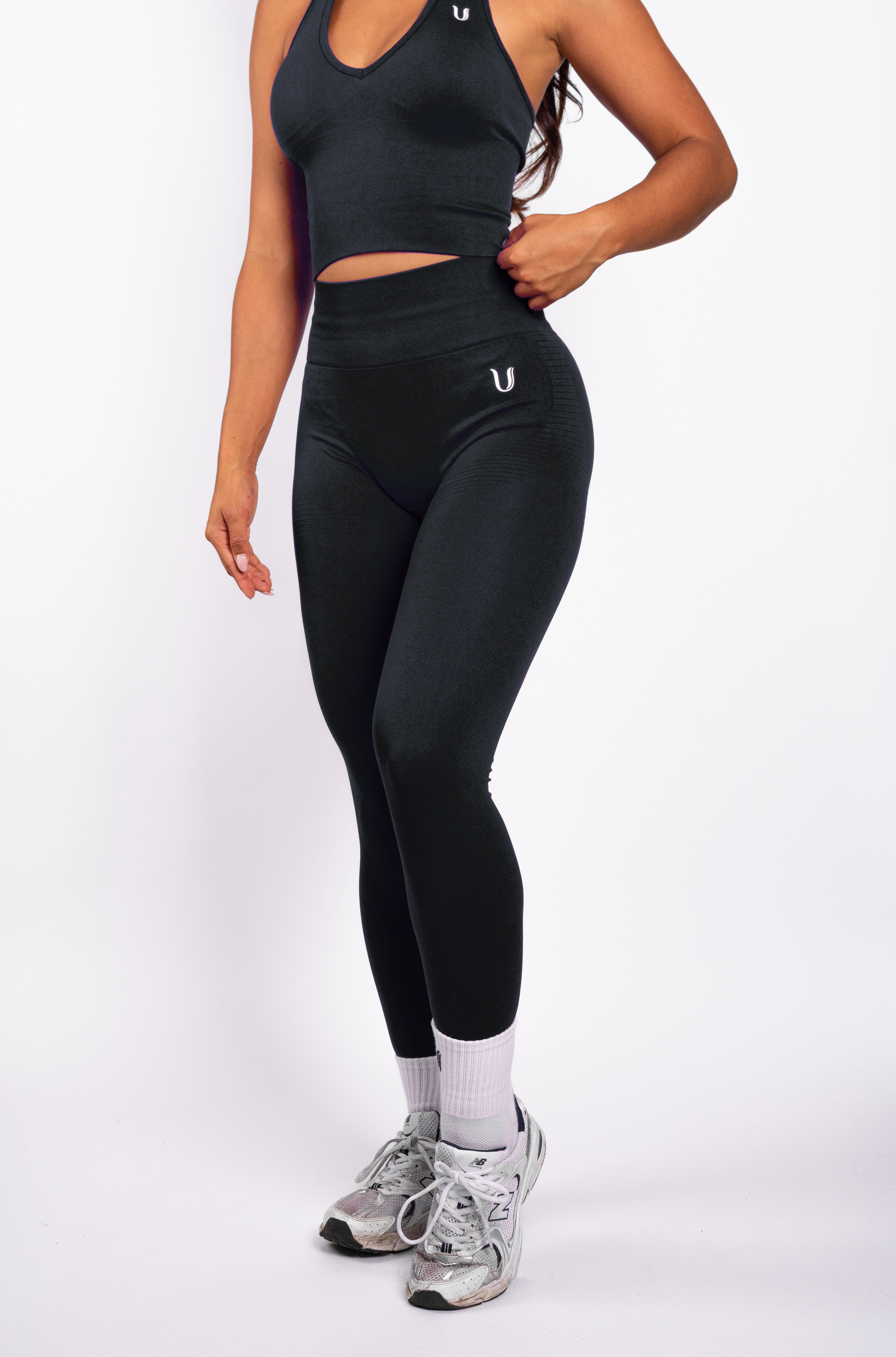 Bibi | Geribde Naadloze Legging – Zwart