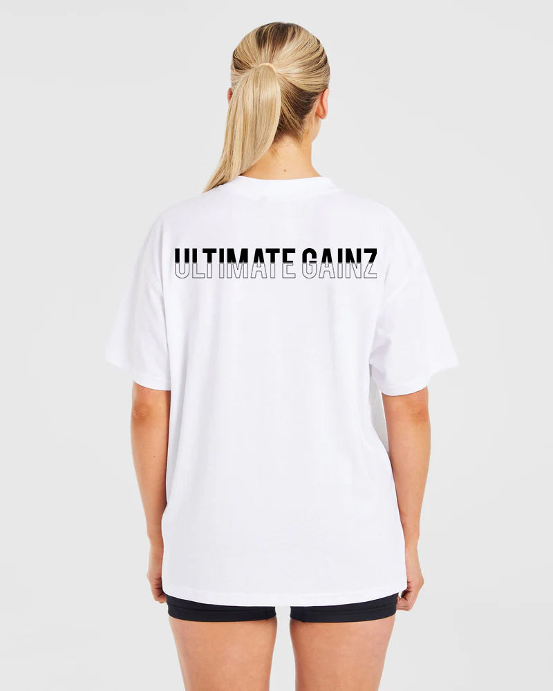 Ultimate Gainz | Oversized Shirt Unisex - Wit