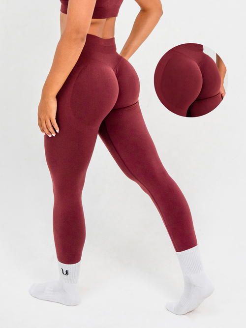 Luna | Premium Seamless Scrunch Legging - Wijnrood