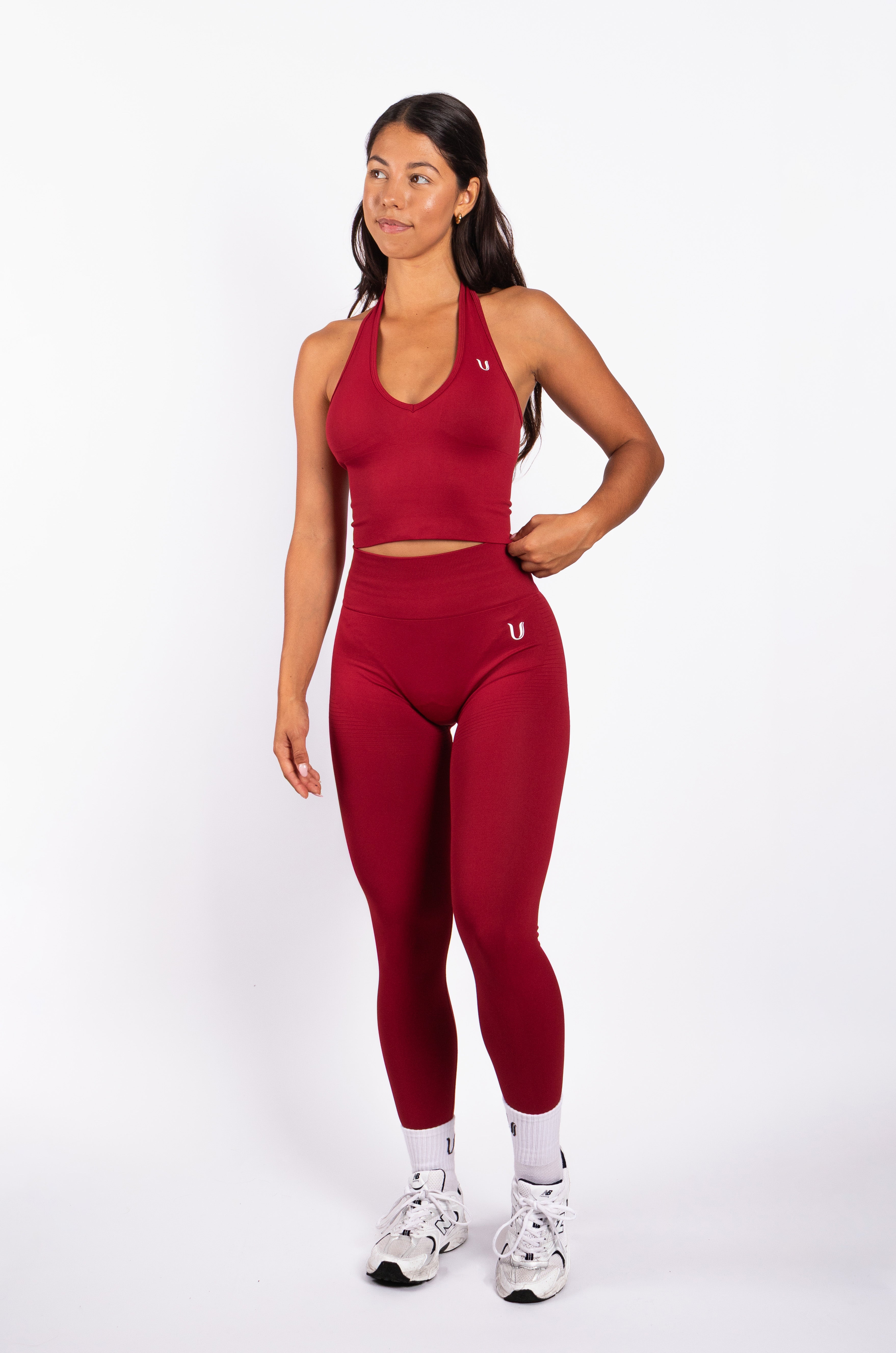 Bibi | Geribde Naadloze Legging – Rood
