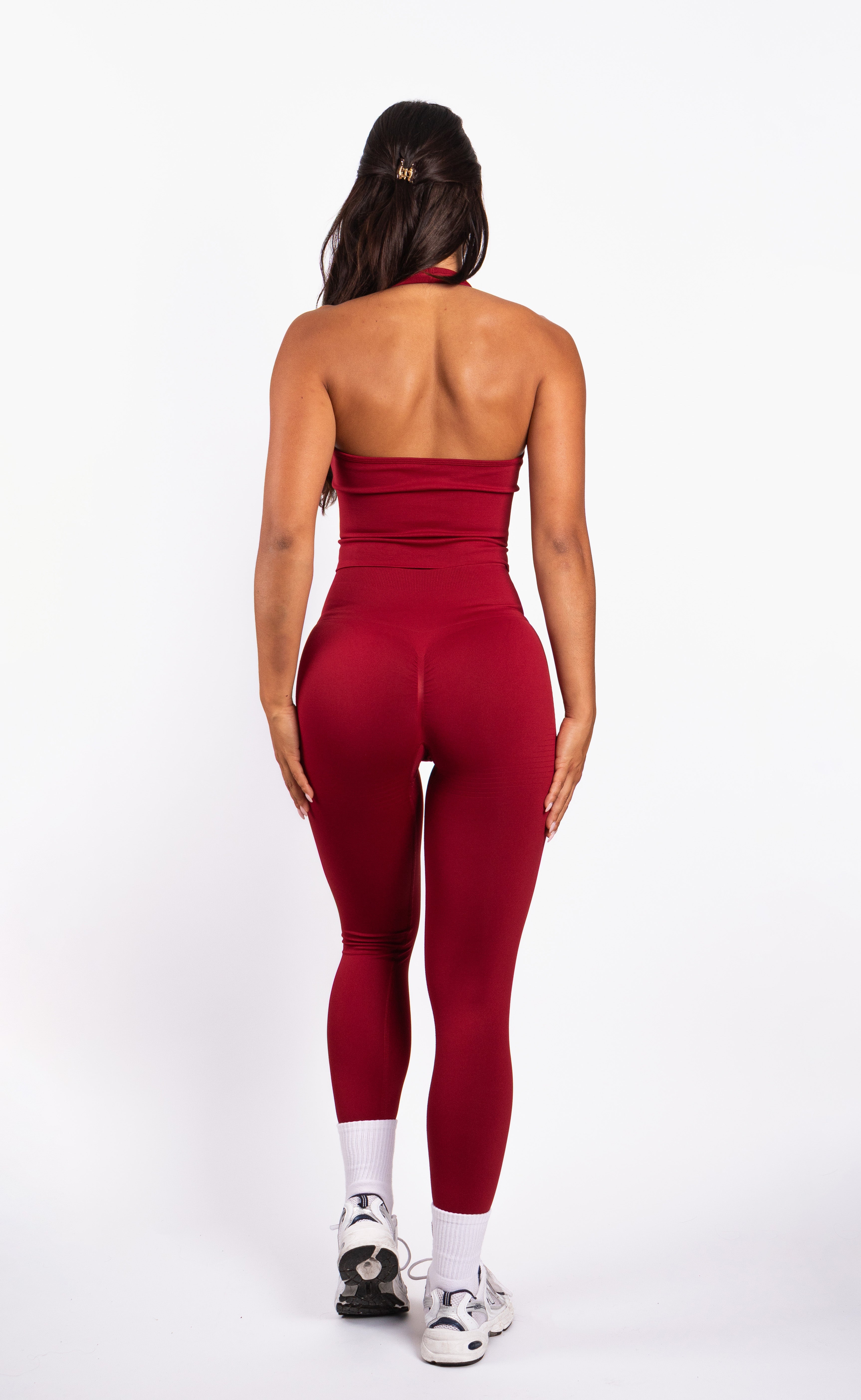 Bibi | Geribde Naadloze Legging – Rood