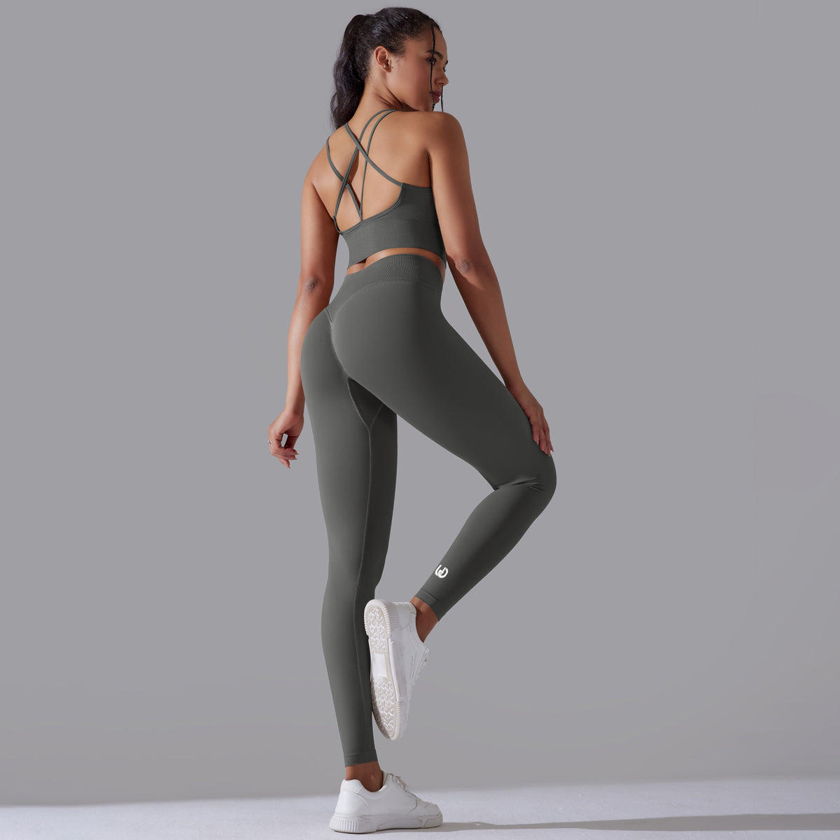 Margarita | Conjunto de top de leggings - Gris oscuro