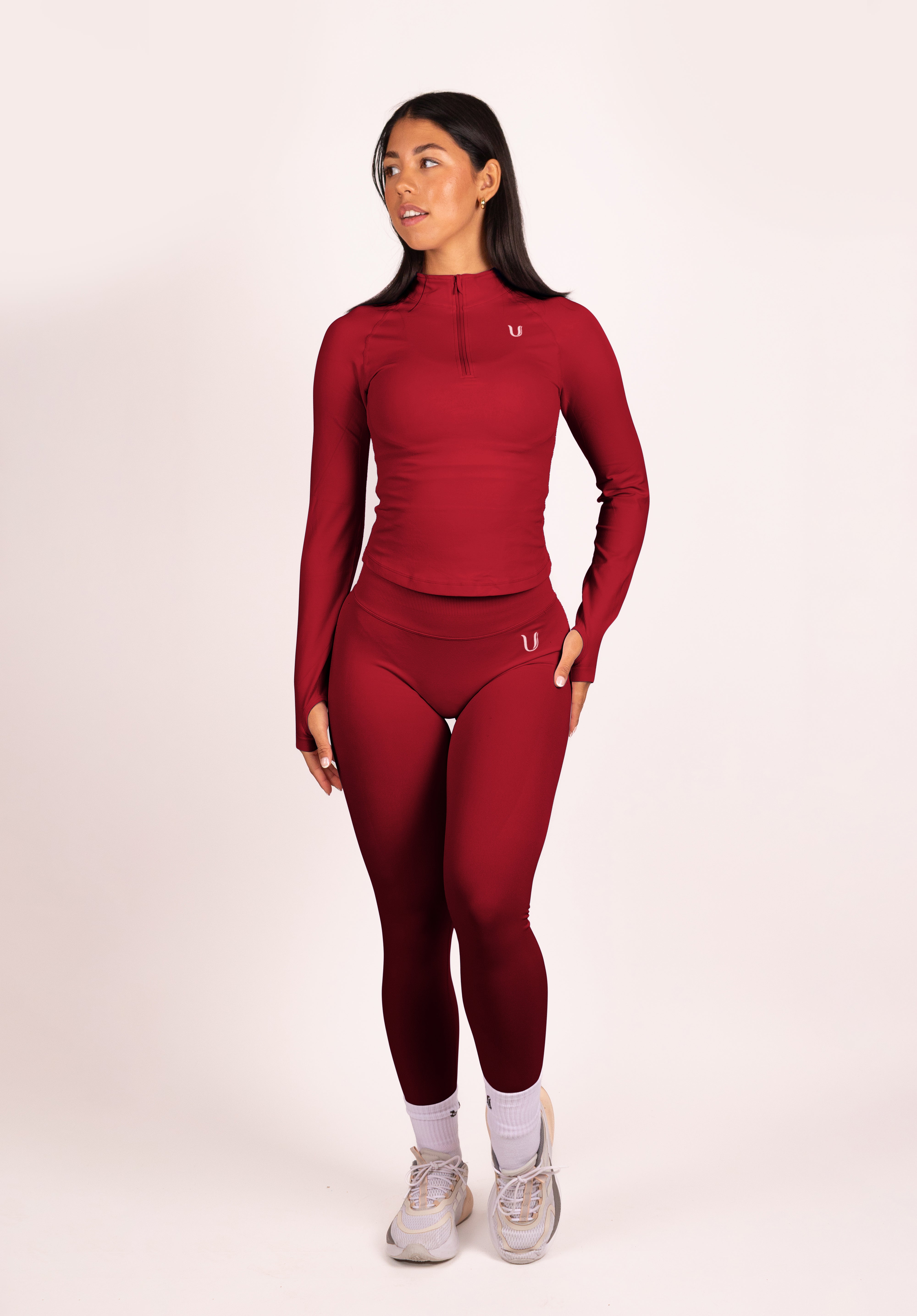 Beau Half Zip Lange Mouwen Top Rood - Dames sportkleding afbeelding 15