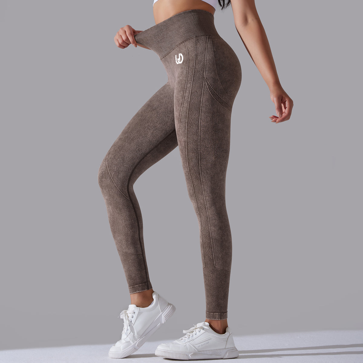 Jane | Legging Scrunch Patronen - Bruin