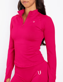 Beau | Half Zip Lange Mouwen Top - Framboos