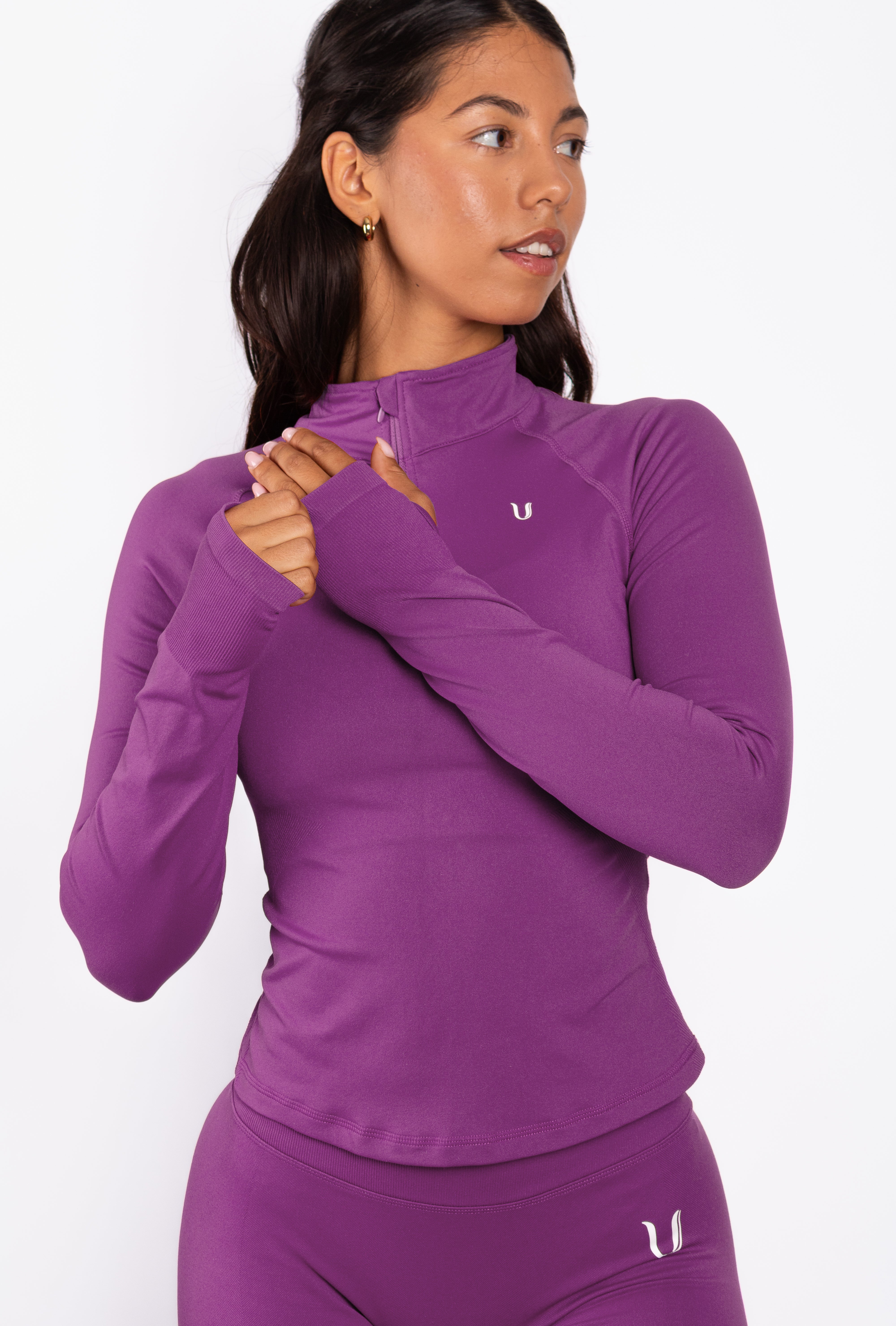 Beau | Half Zip Lange Mouwen Top - Paars