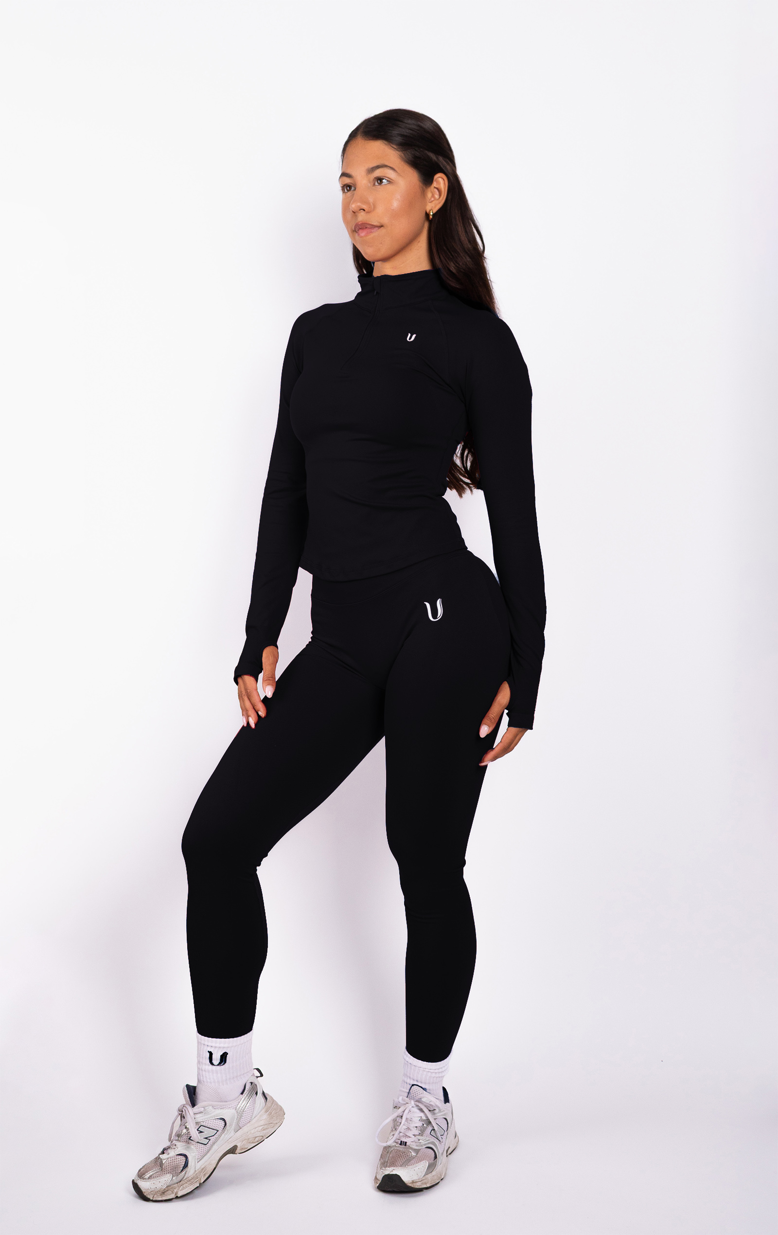 Beau | Half Zip Lange Mouwen Top - Zwart