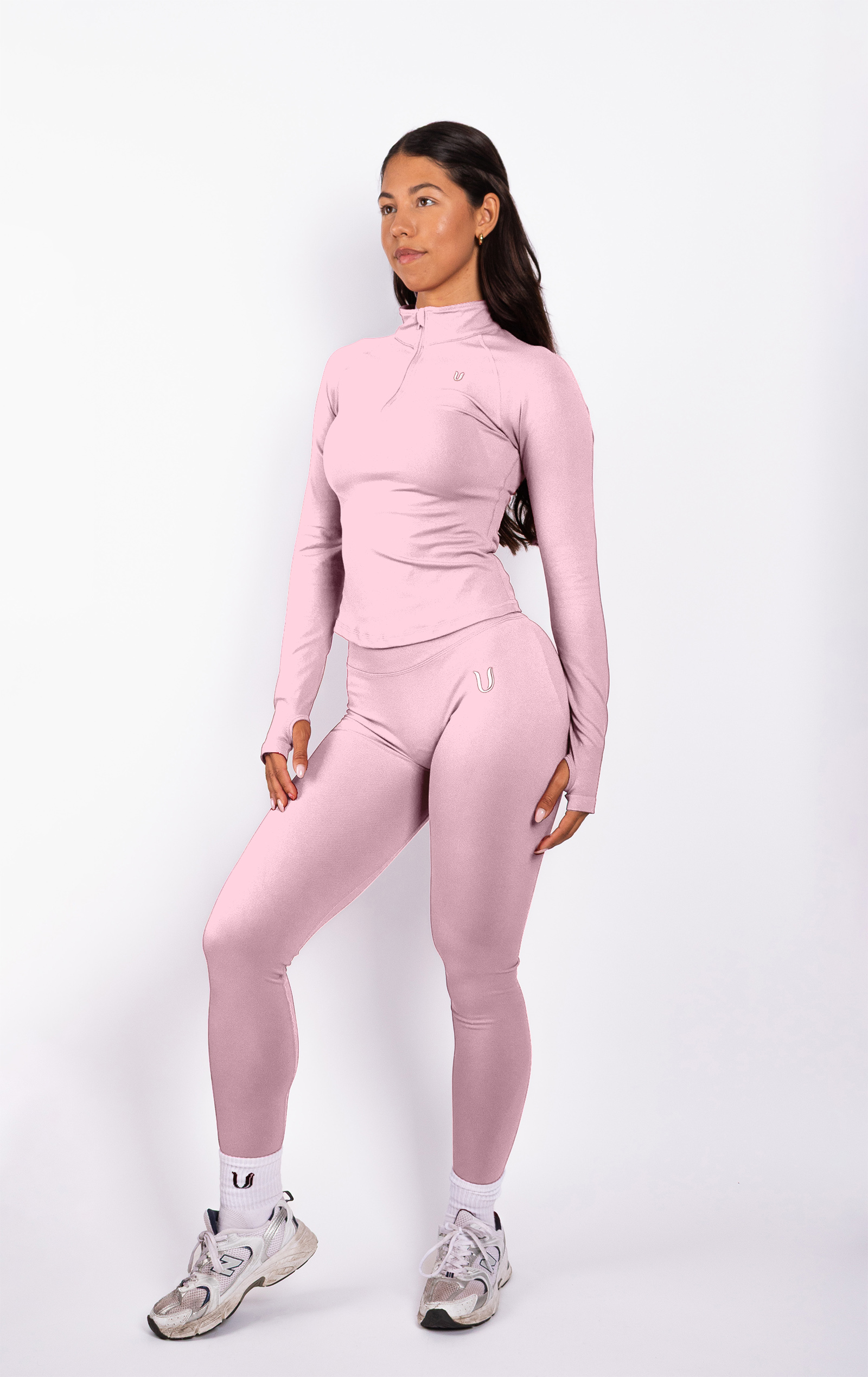 Beau | Half Zip Lange Mouwen Top - Roze