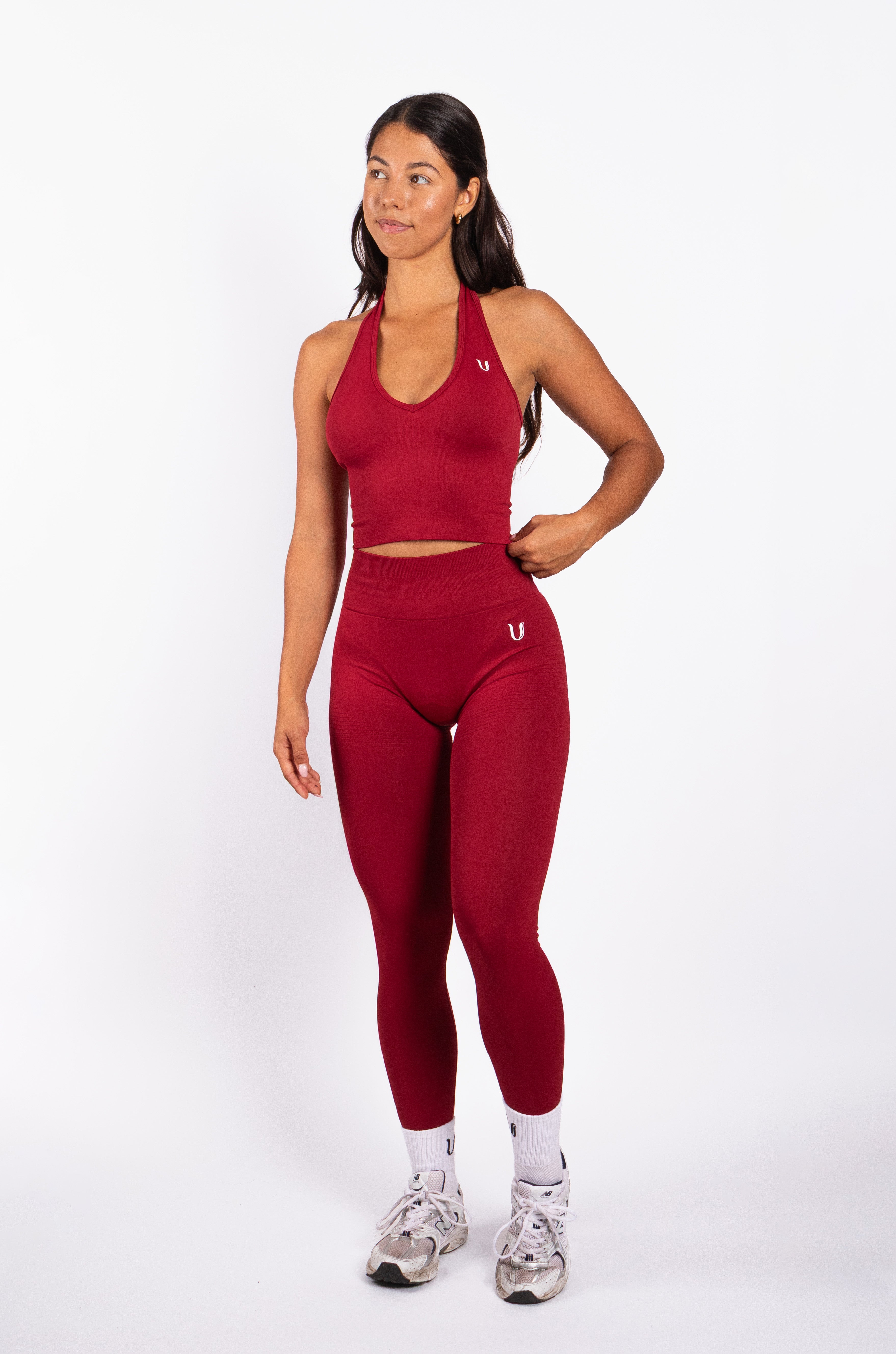 Bibi | Geribde Naadloze Halter Top – Rood