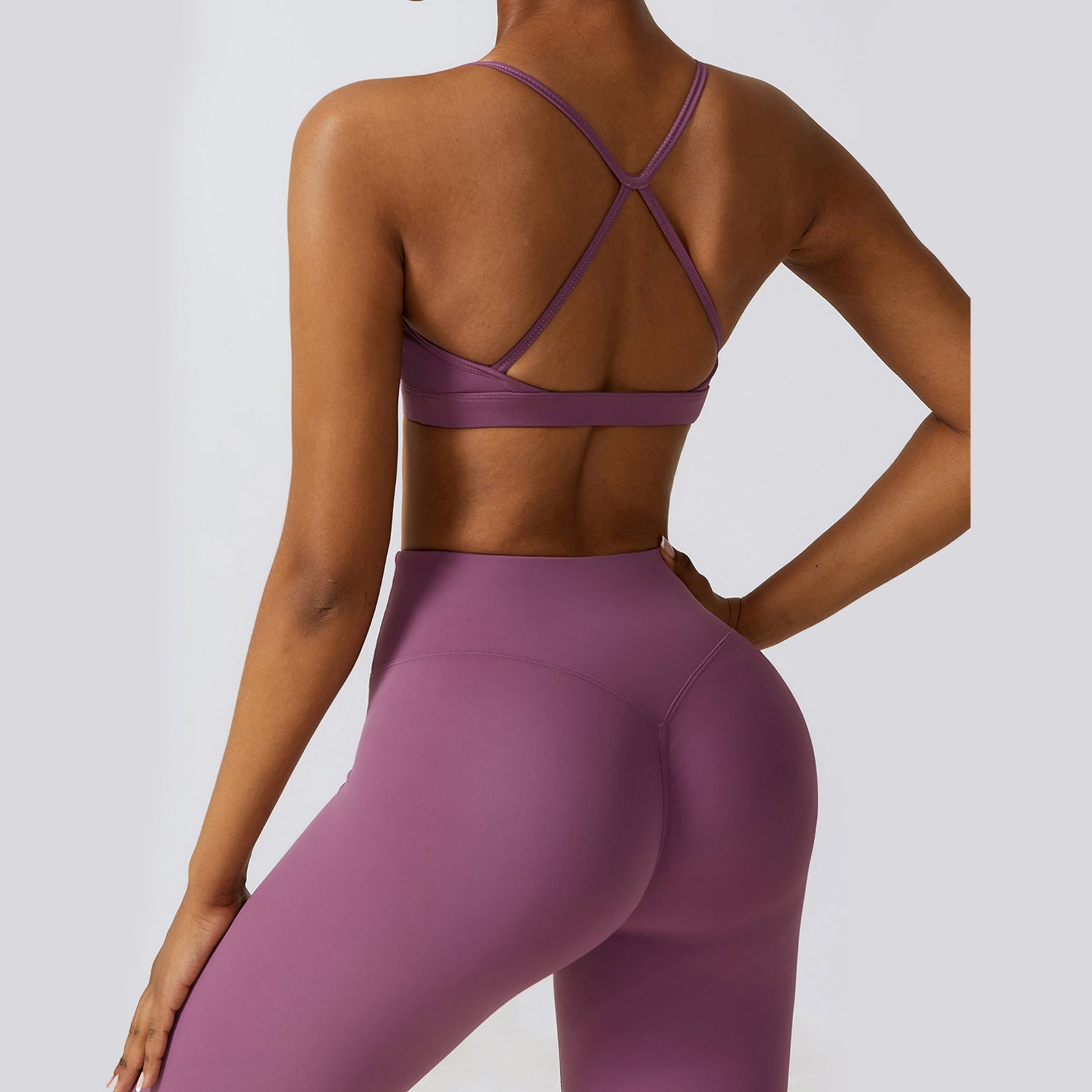 Hailey-Set | Nahtlos Top Leggings - Hellviolett