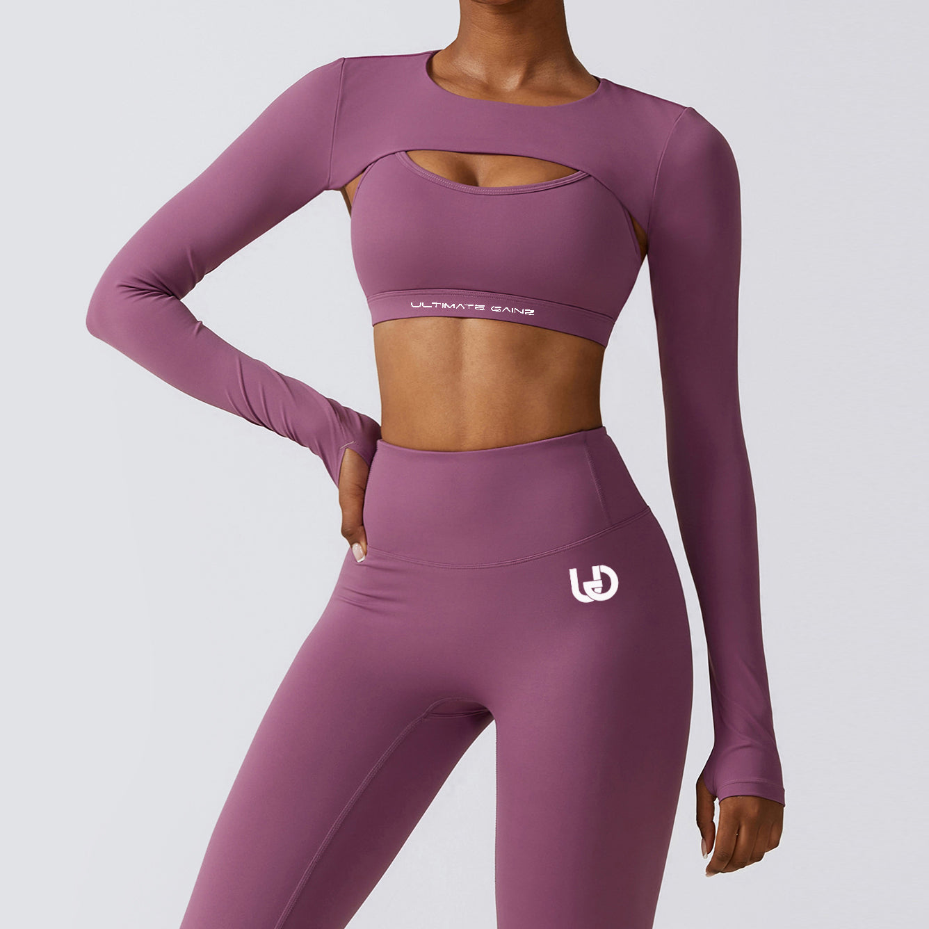 Hailey | Long Sleeve Crop Top - LightPurple