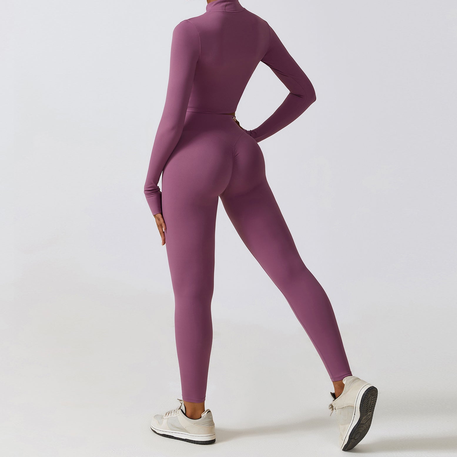 Hailey-Set | Langarm Top Leggings - Hellviolett