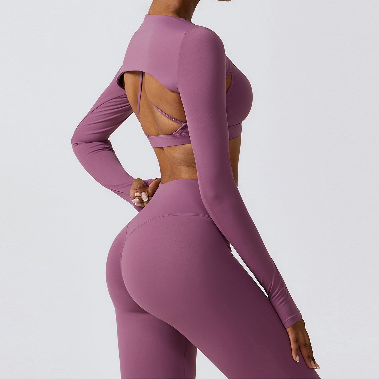 Hailey | Long Sleeve Crop Top - LightPurple