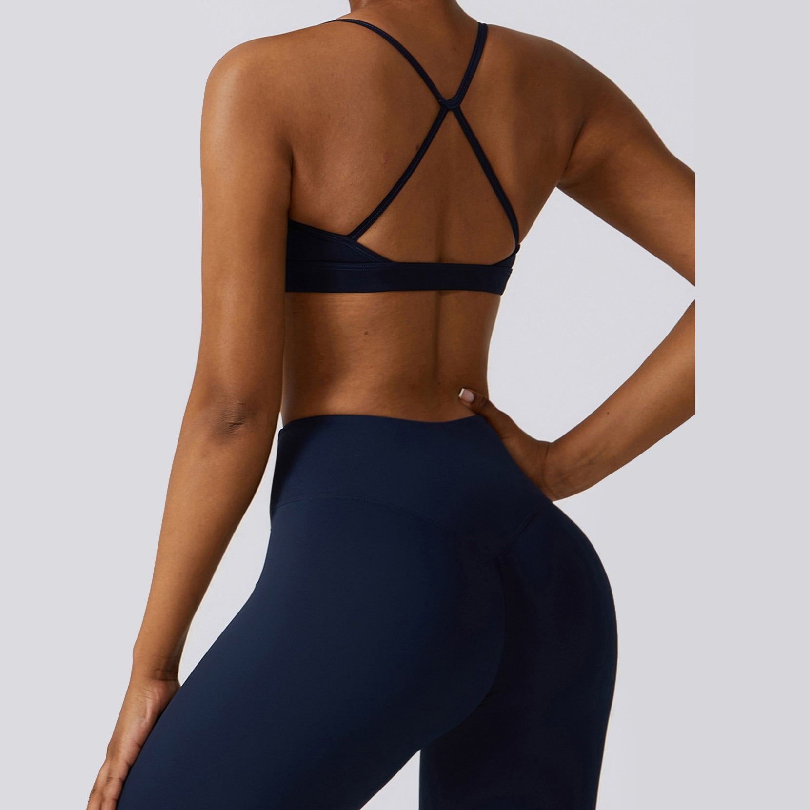 Hailey-Set | Nahtlos Top Leggings - Marineblau