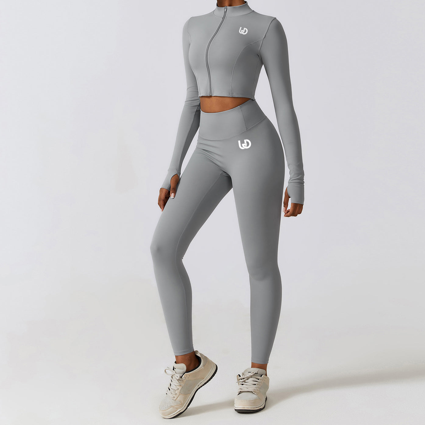 Hailey Set | Long Arm Top Legging - LighGrey