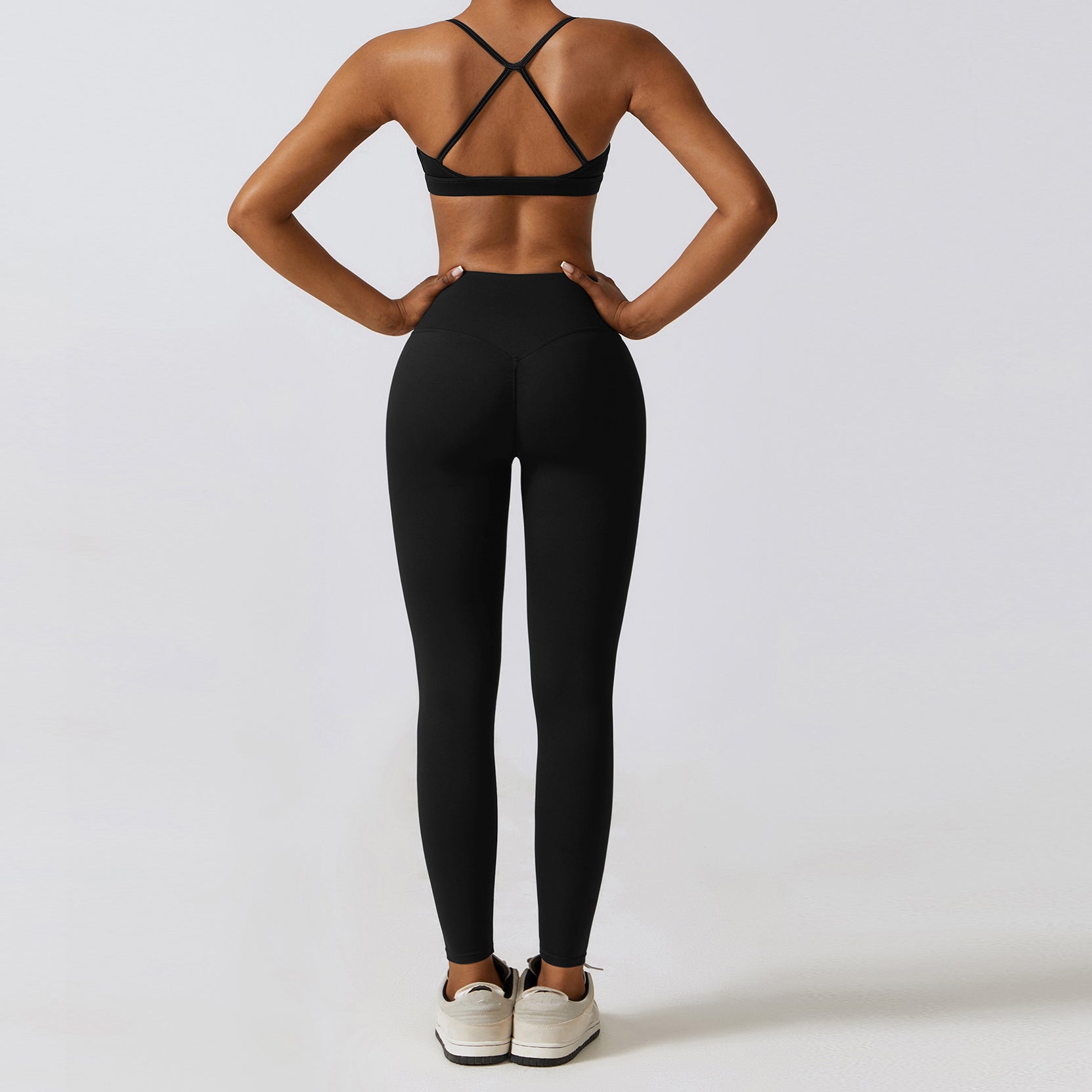 Hailey-Set | Nahtlos Top Leggings - Schwarz