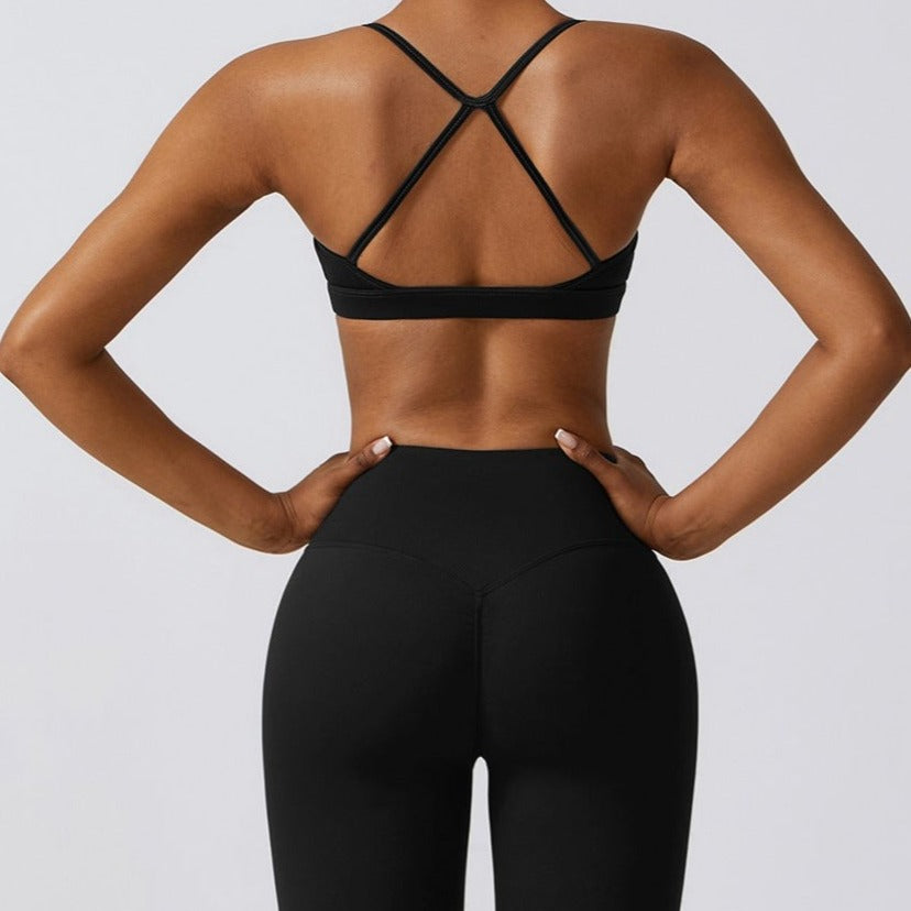 Hailey | Cross-Back Sports Bra -  Zwart