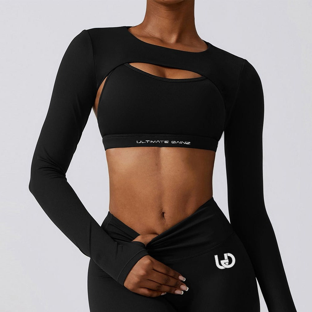 Hailey | Lange Mouwen Crop Top - Zwart