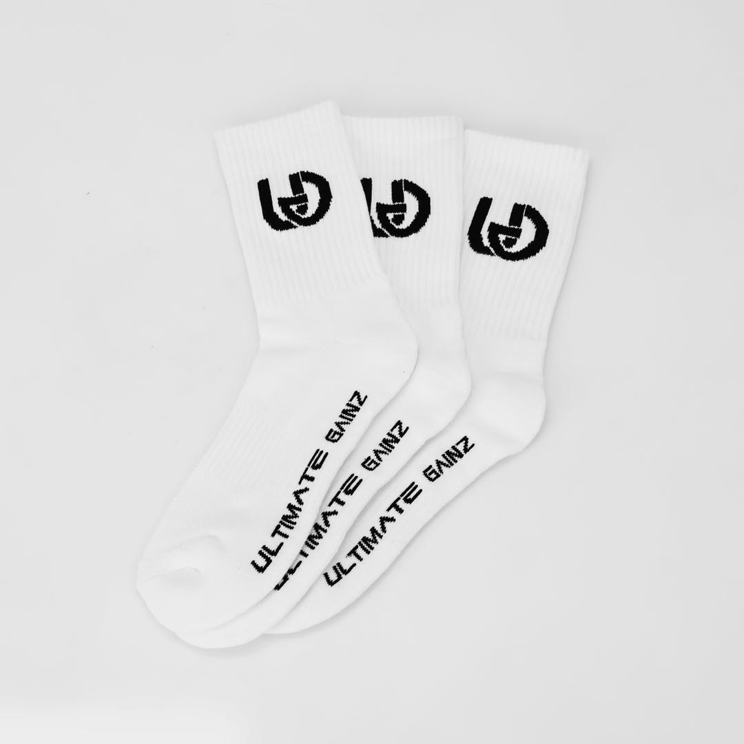 Ultimate Gainz - Chaussettes de Performance Unisexes - Blanc 1 Paire